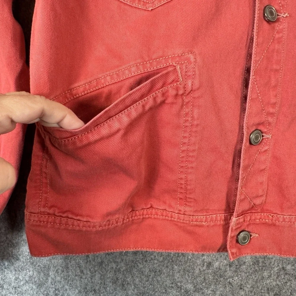 Free People Denim Jean Trucker Jacket Womens Small Salmon Beach Western Hipster